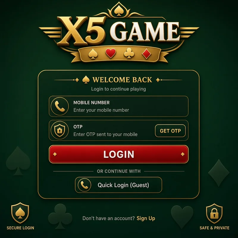X5 Game X5 Game login screen India